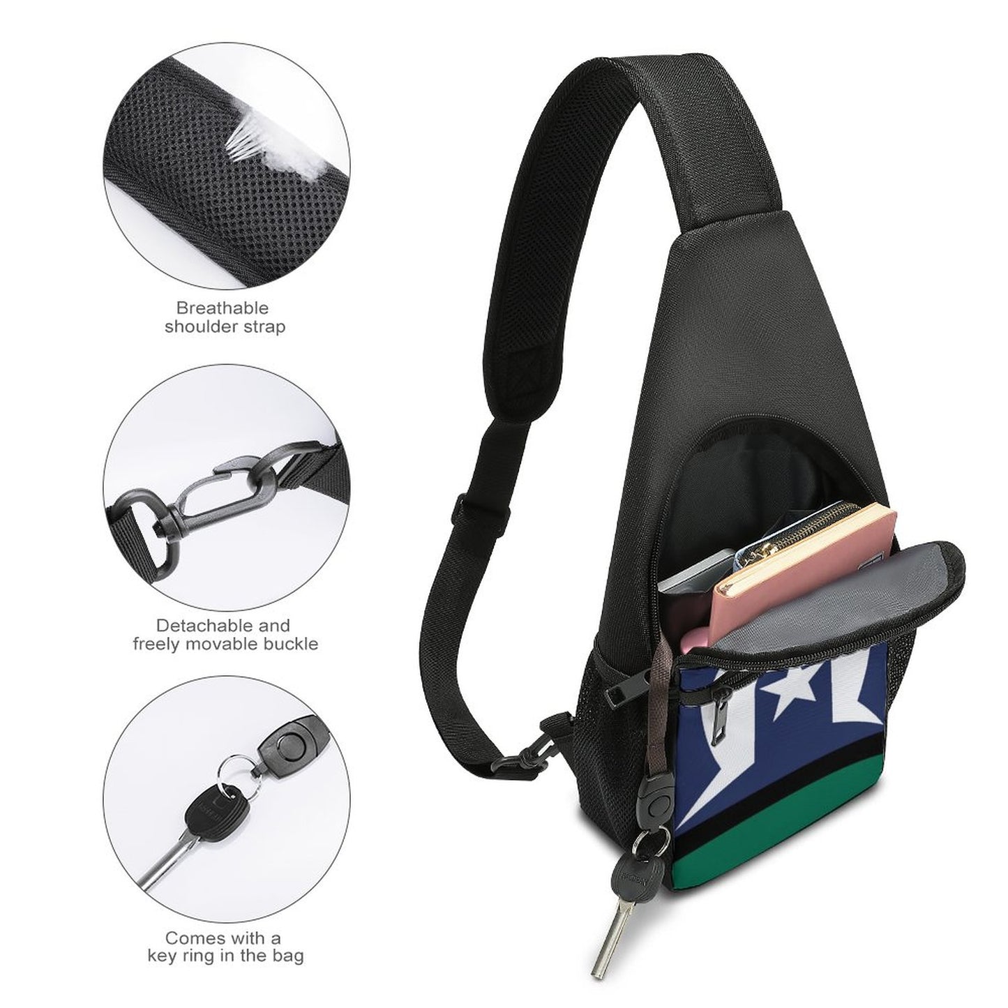 Torres Strait flag on Sling Bags with Single Shoulder