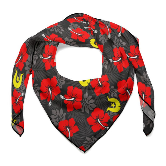 Royal Red Hibiscus with Yellow Dhari on Women's Scarf