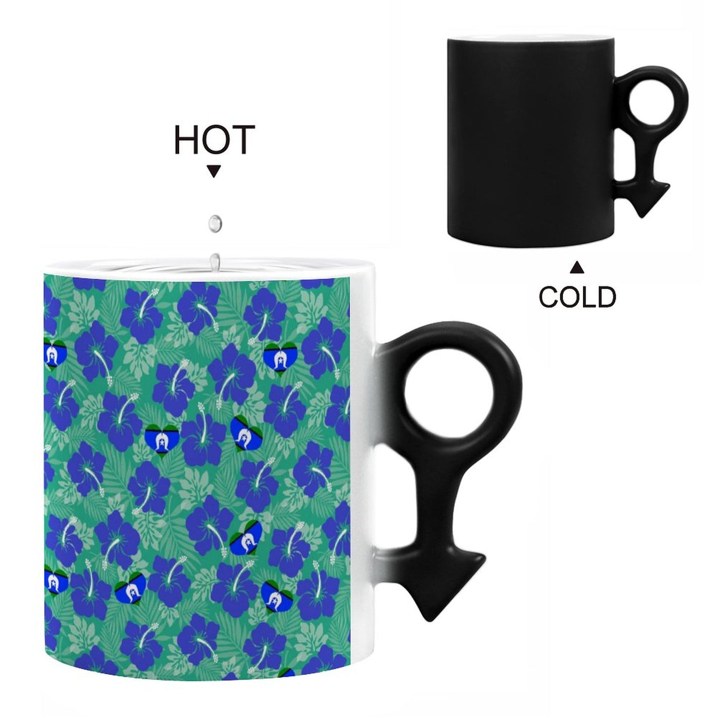 Hibiscus flowers with Torres Strait Heart Flag on Couple Symbol Color-Changing Mug