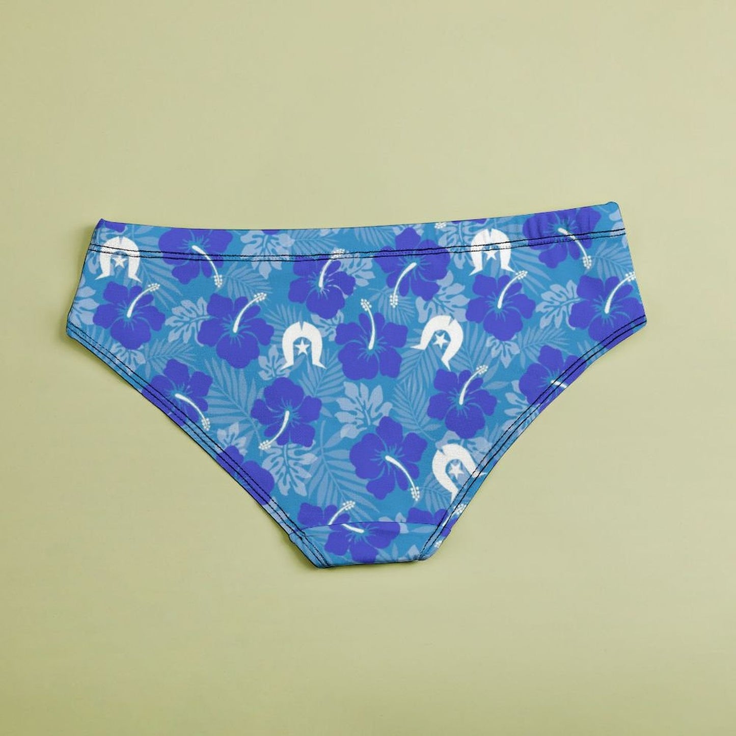 Hibiscus flowers with Dhari (Royal blue) on Women's Low-Rise Panties