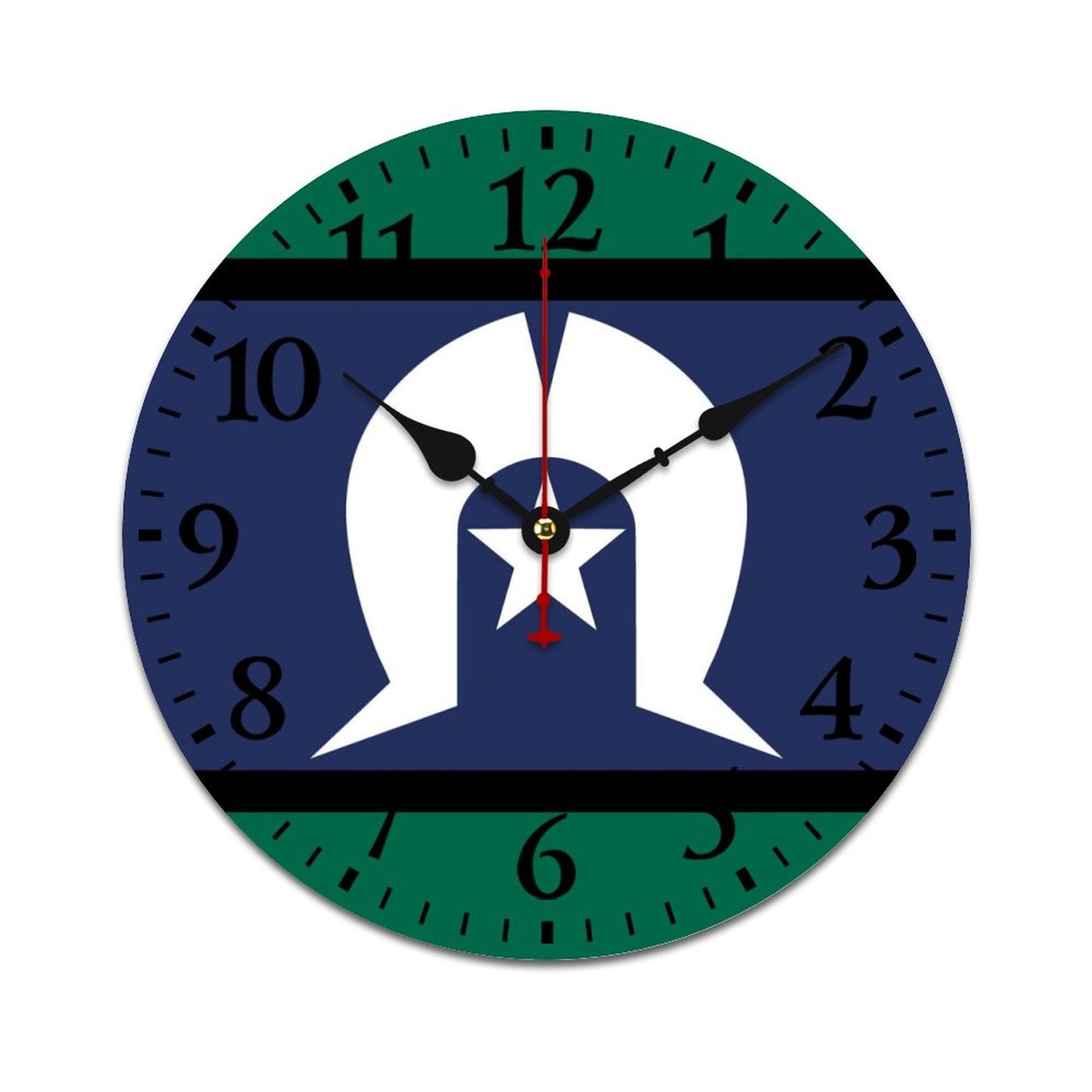 Torres Strait flag on Wooden Wall Clock-9.84"x9.84"/ 25x25cm