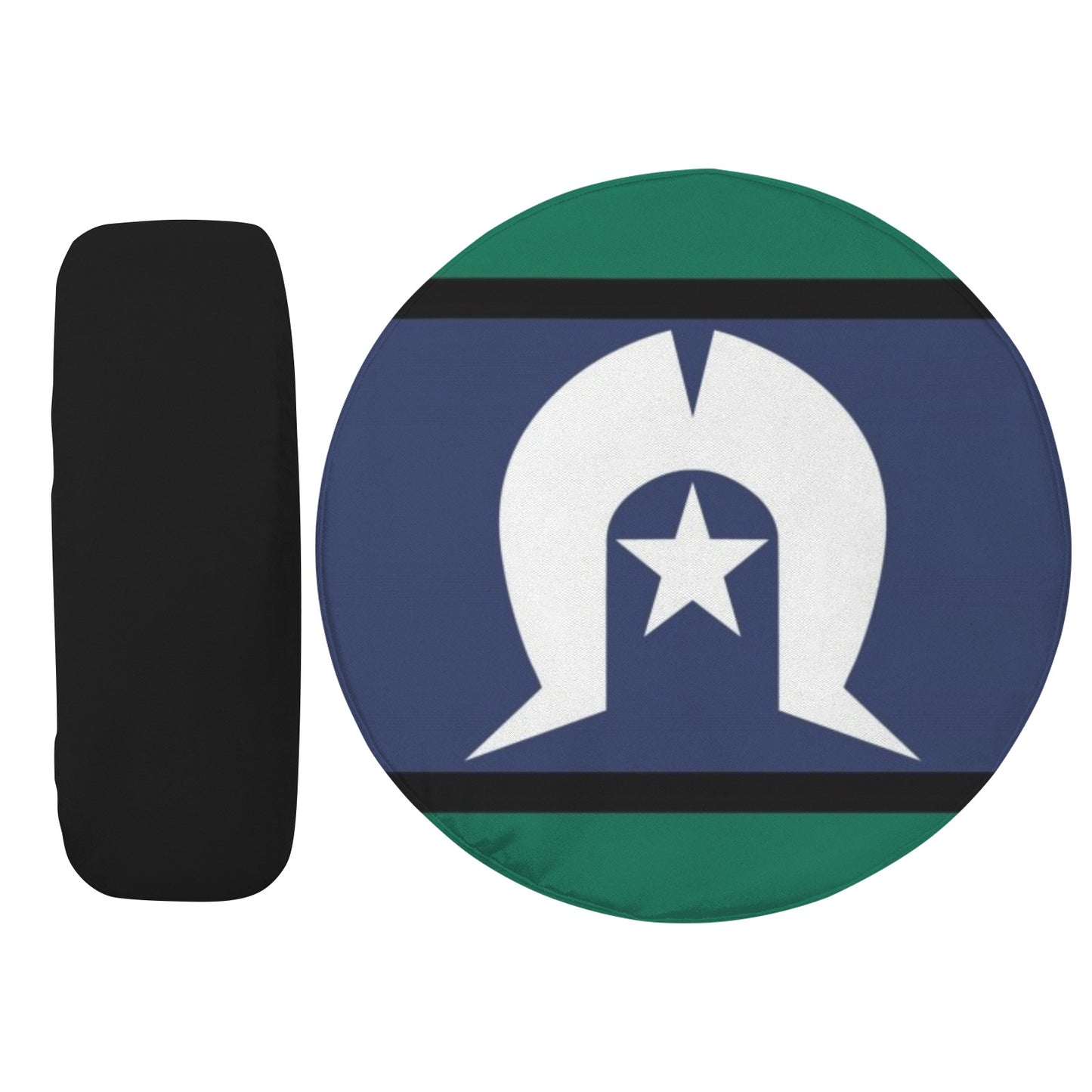 Torres Strait flag on Spare Tire Cover (14")