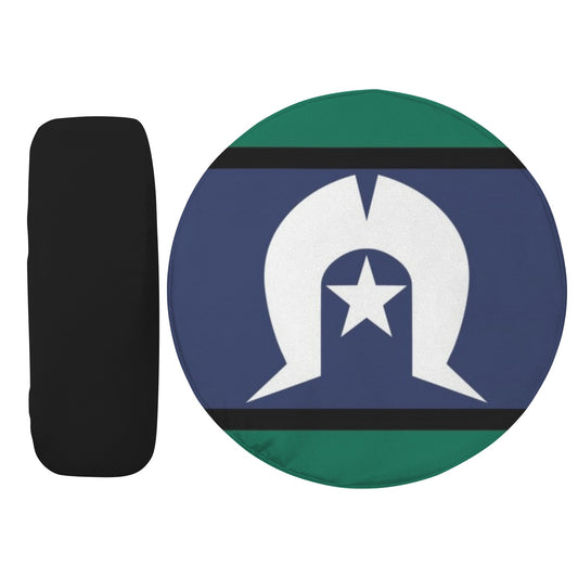 Torres Strait flag on Spare Tire Cover (14")