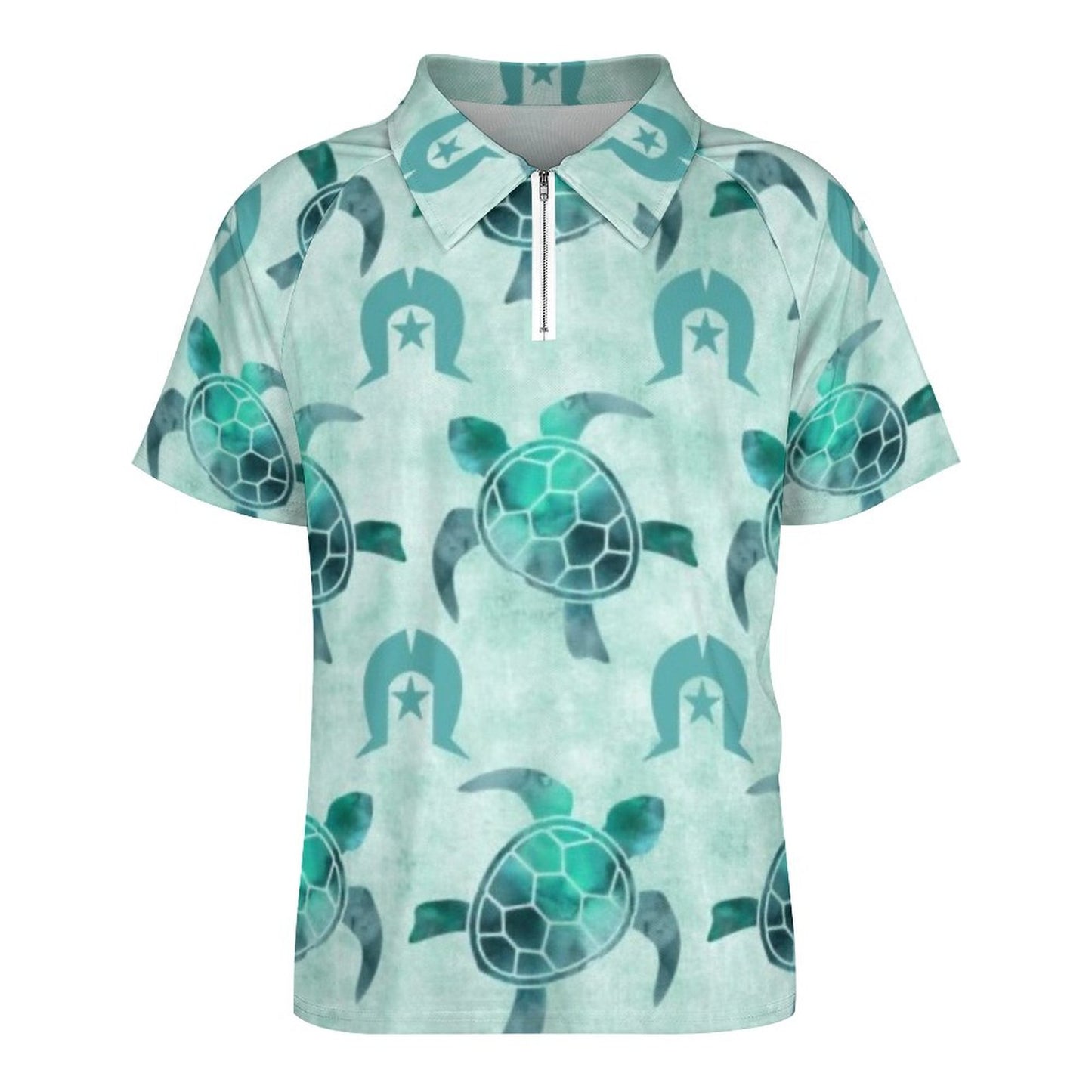 Aqua Turtle Pattern on Short Sleeved Sportswear Men's T Shirt