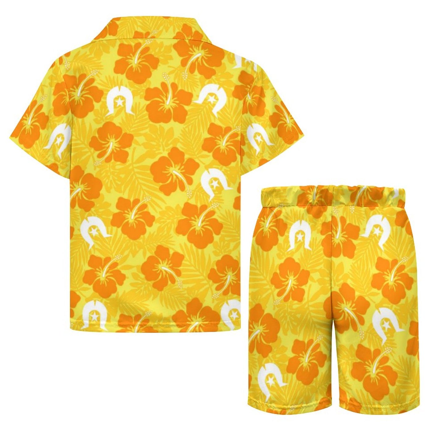 Hibiscus flowers with Dhari (Gold) on Youth's/Kids Casual Beach Outfit