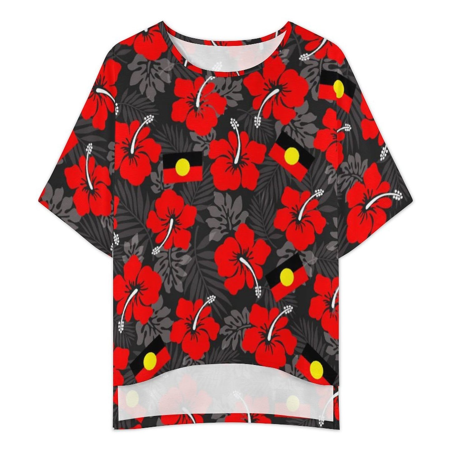Hibiscus flowers with Aboriginal Flag on Women's Mediterranean Style Set