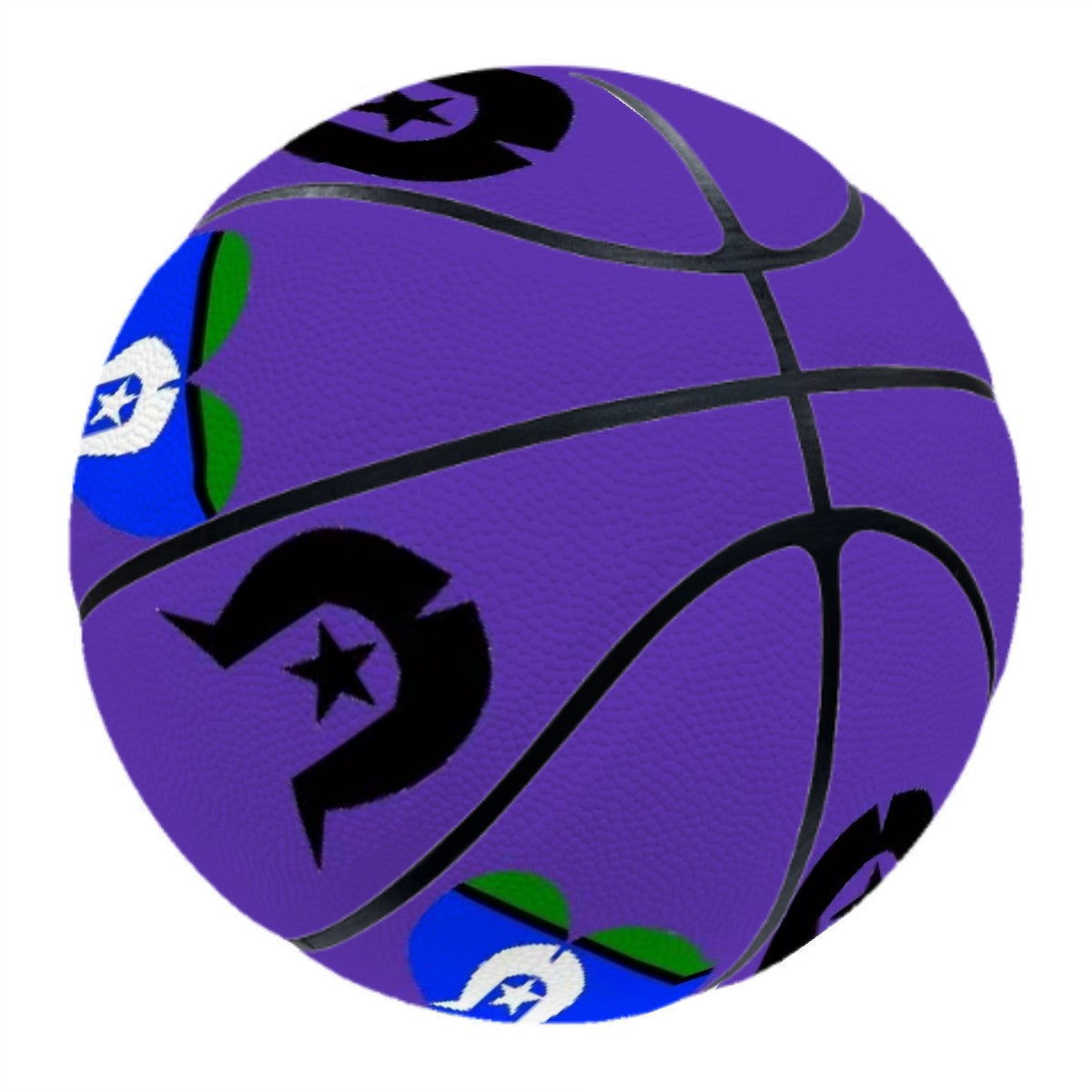 Heart shaped Torres Strait Flag and Black Dhari on Basketball