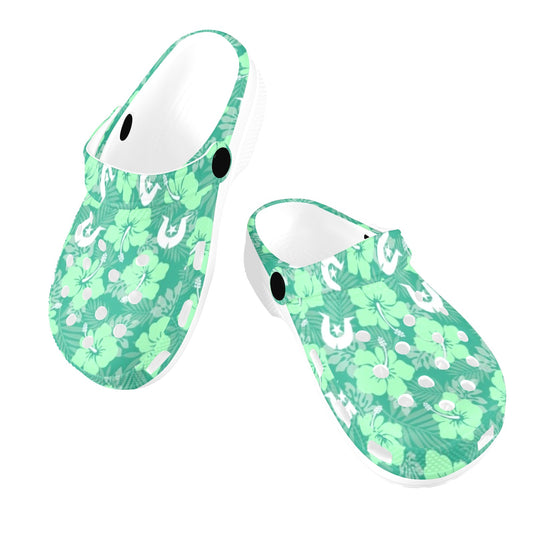 Hibiscus flowers with Dhari (Royal mint) on Kids Clogs