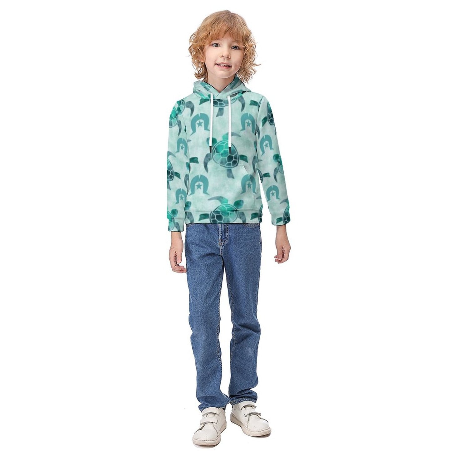 Aqua Turtle Pattern on Children's Hoodie