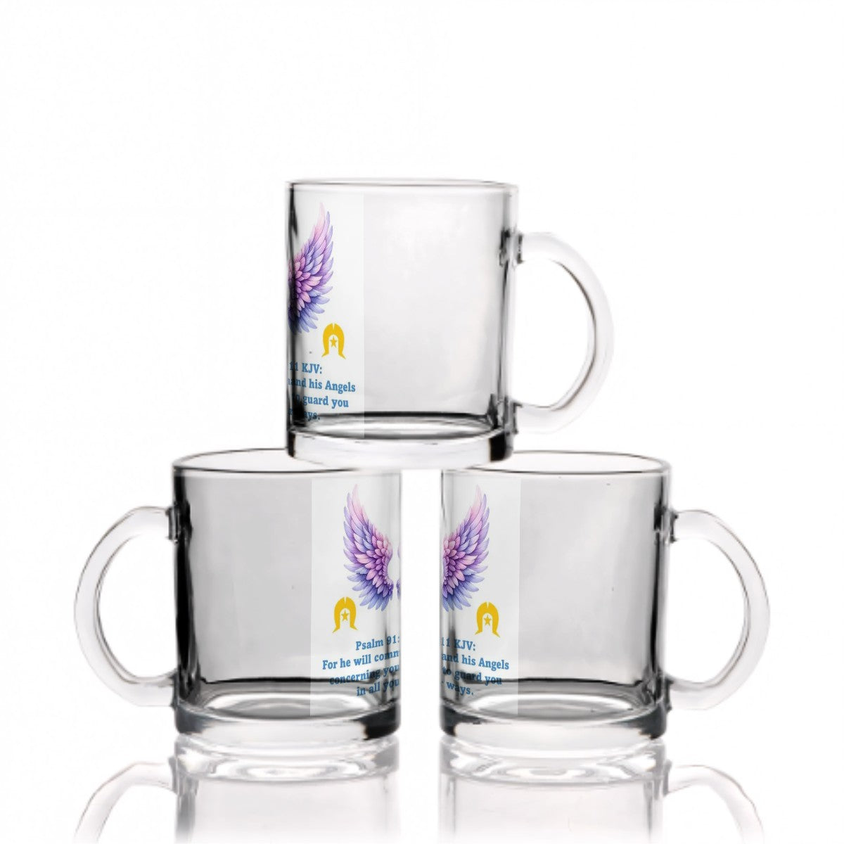 Bible Psalm on Angels with Dhari on Glass Coffee Cups (12oz)