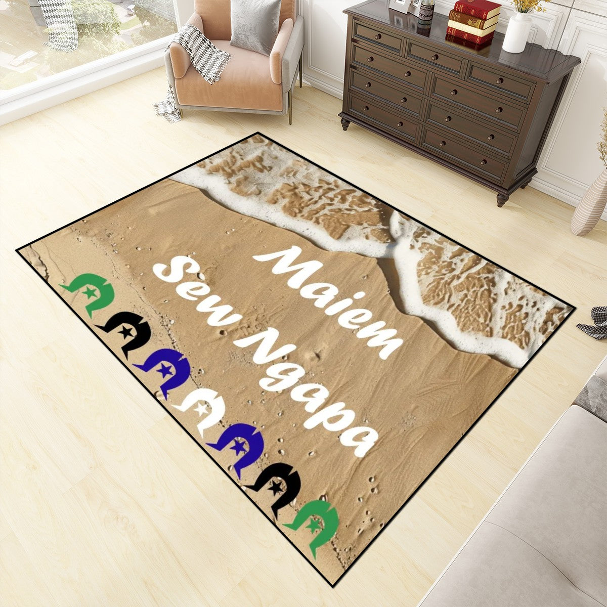 Maiem / Sew Ngapa / Welcome and Dhari on Area Rug Floor Carpet