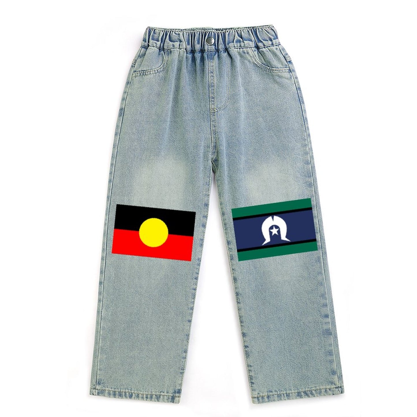 Aboriginal and Torres Strait flag on Children's Cropped Jeans