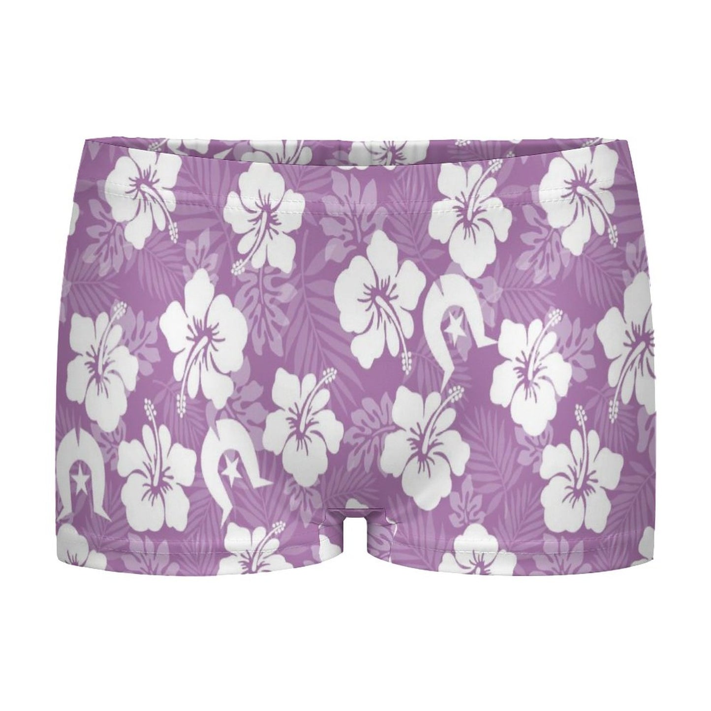 White Hibiscus and Dhari (Purple) on 180gsm Women's Boxer Briefs