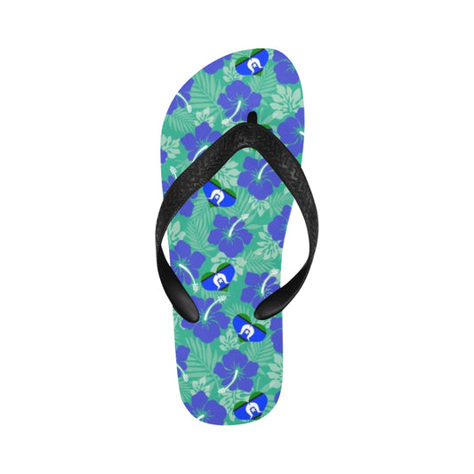 Hibiscus flowers with Torres Strait Heart Flag on Flip Flops (For both Men and Women)