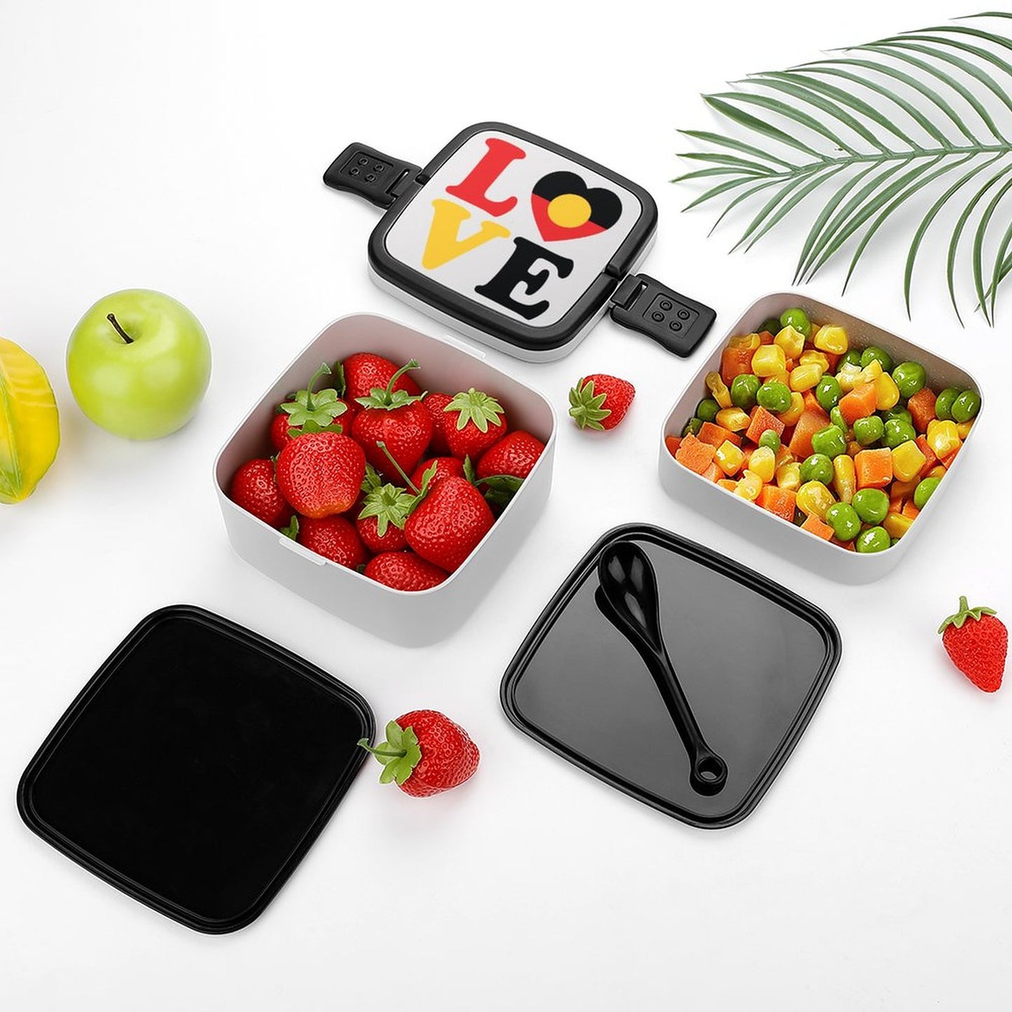 Aboriginal flag with LOVE on 2-Tier Stackable Bento Lunch Box