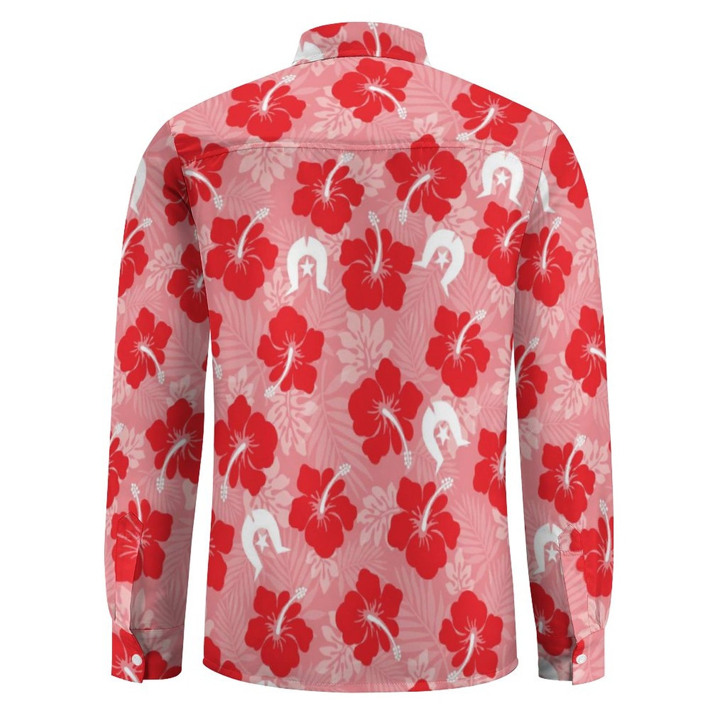 Hibiscus flowers with Dhari (Royal Pink) on Men's Long Sleeve Shirt