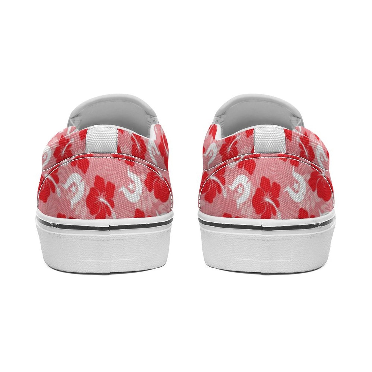 Hibiscus flowers with Dhari (Royal Pink) on Canvas Shoes for Teenagers