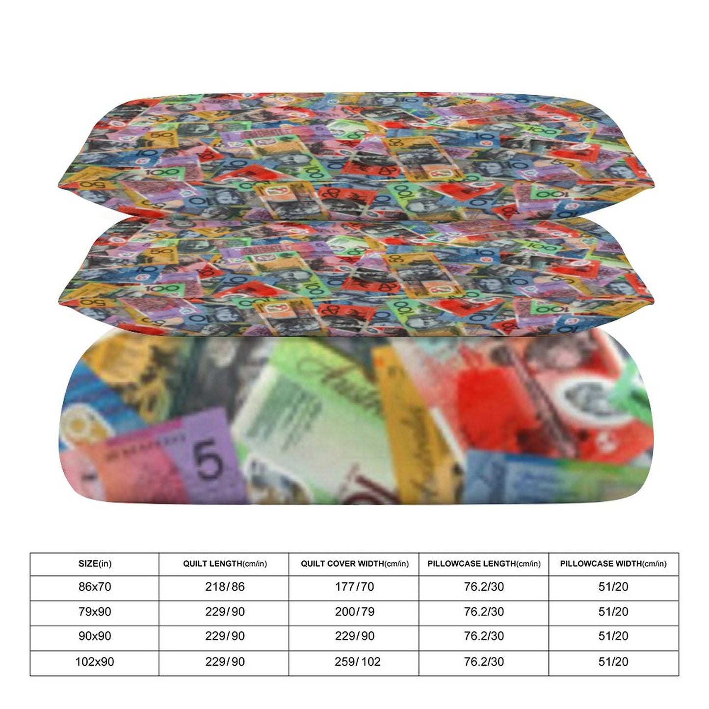 Australian dollars on 3-Piece Bedding Set-90"x90"/ 229x229cm