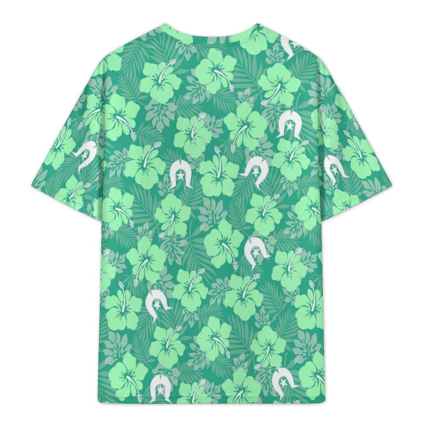 Hibiscus flowers with Dhari (Royal mint) on Plus Size Drop Shoulder T-Shirt