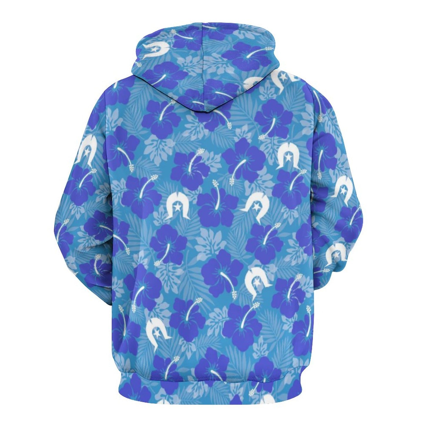 Hibiscus flowers with Dhari (Royal blue) on Men's Cool Hoodie with Double-layer Cap