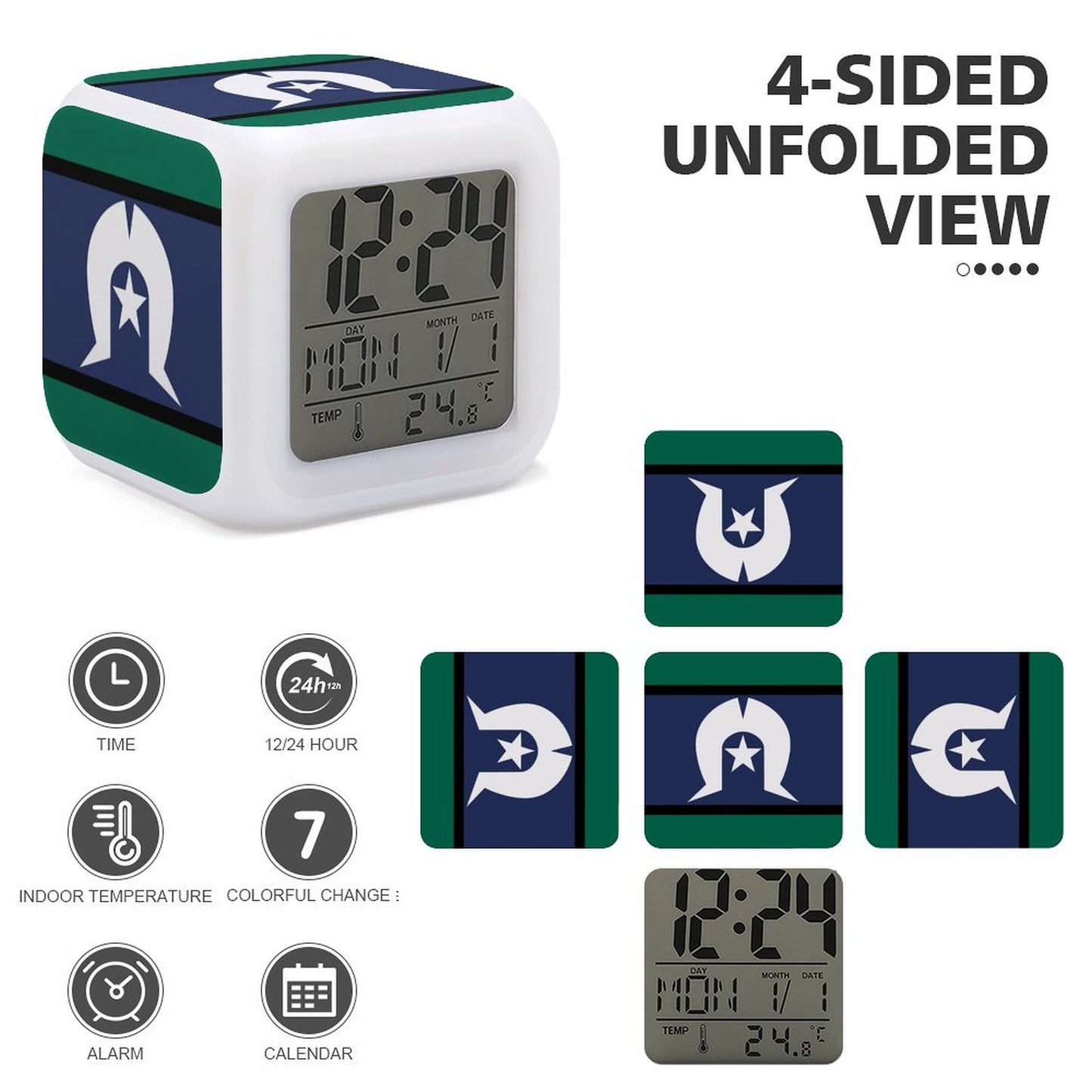 Torres Strait Flag on Color Change Alarm Clock