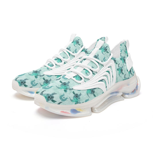 Aqua Turtle Pattern on Unisex Low Top Mesh Sneakers