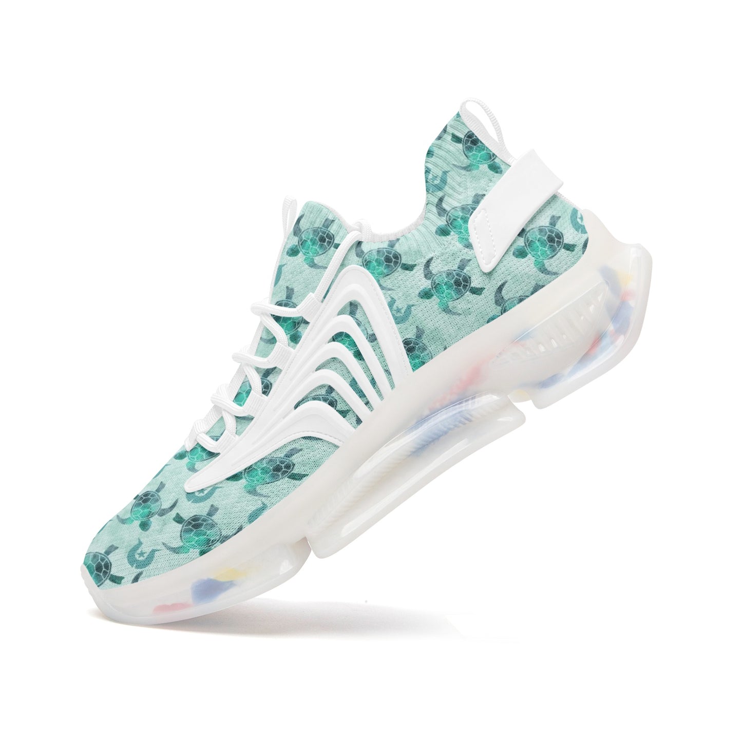 Aqua Turtle Pattern on Unisex Low Top Mesh Sneakers
