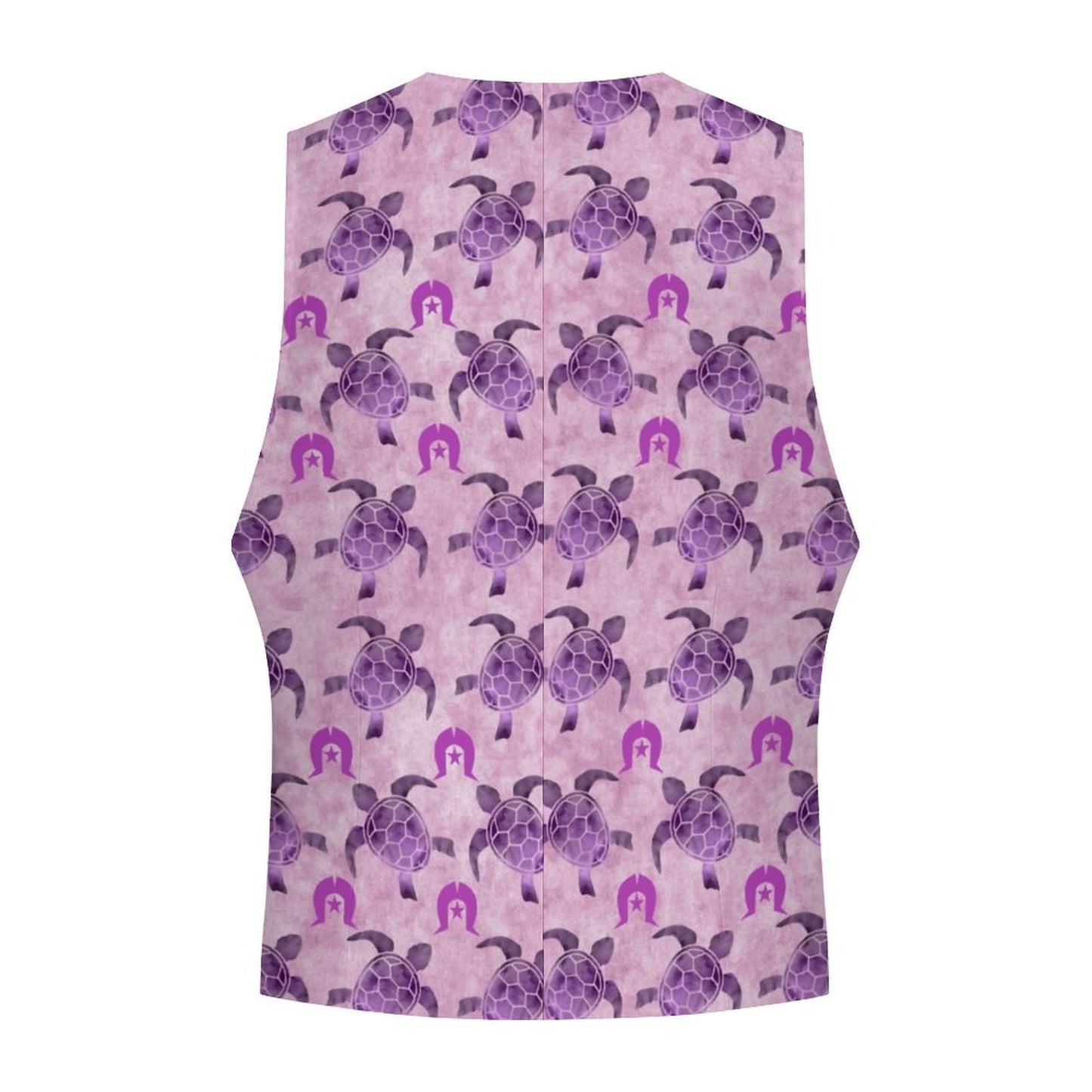 Purple Turtle Pattern on Men's Sleeveless Suit Vest