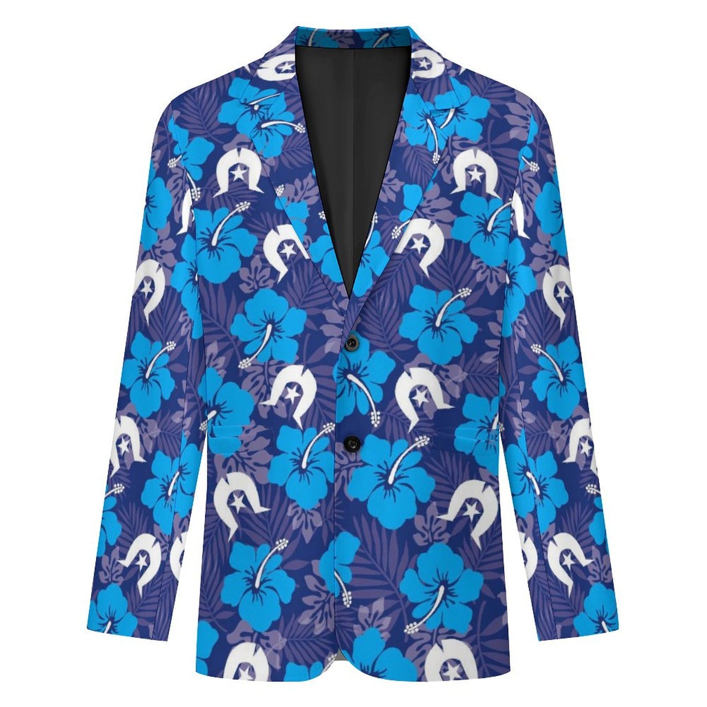 Hibiscus flowers with White Dhari (Royal blue) on Men's Blazer