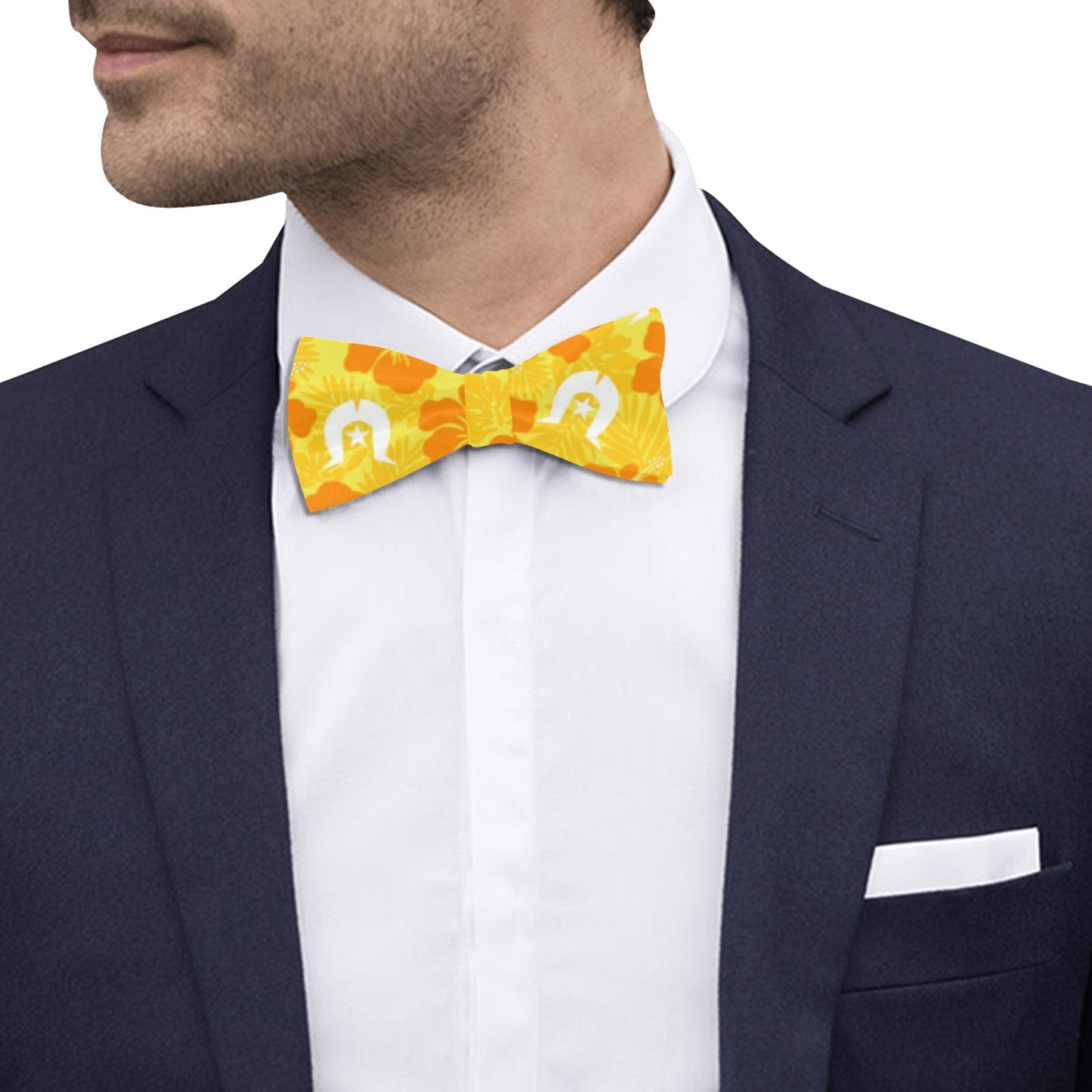 Hibiscus flowers with Dhari (Gold) on Men's Bowtie