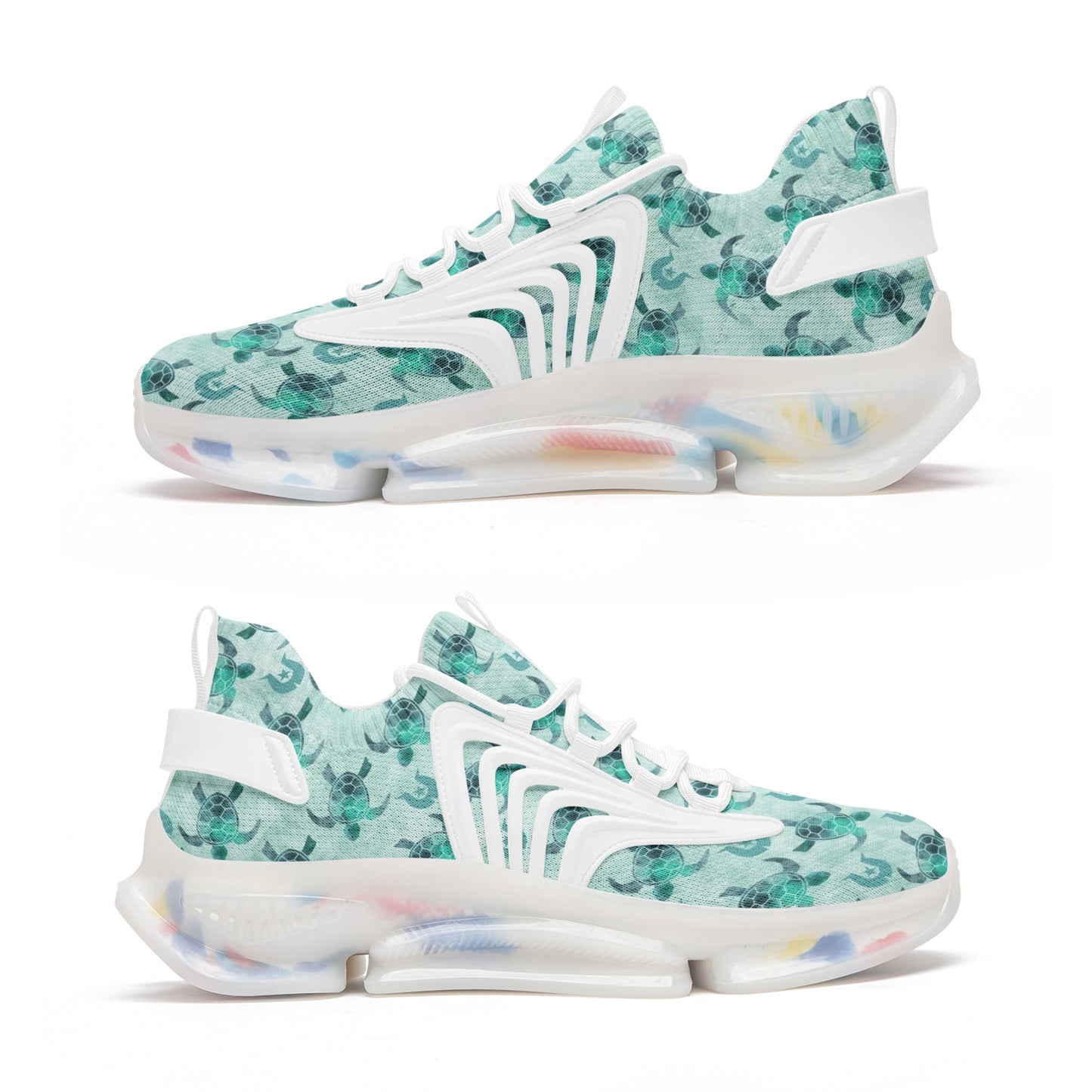 Aqua Turtle Pattern on Unisex Low Top Mesh Sneakers