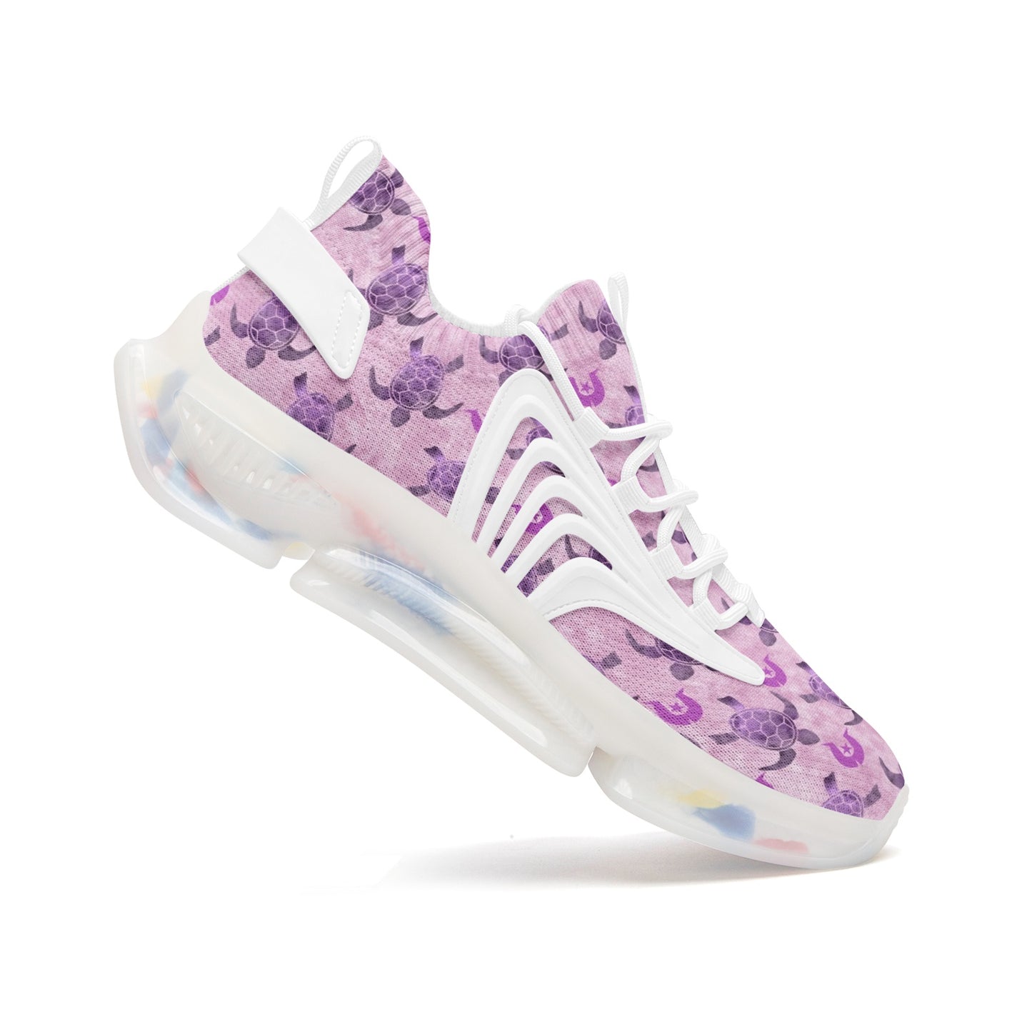 Purple Turtle Pattern on Unisex Low Top Mesh Sneakers