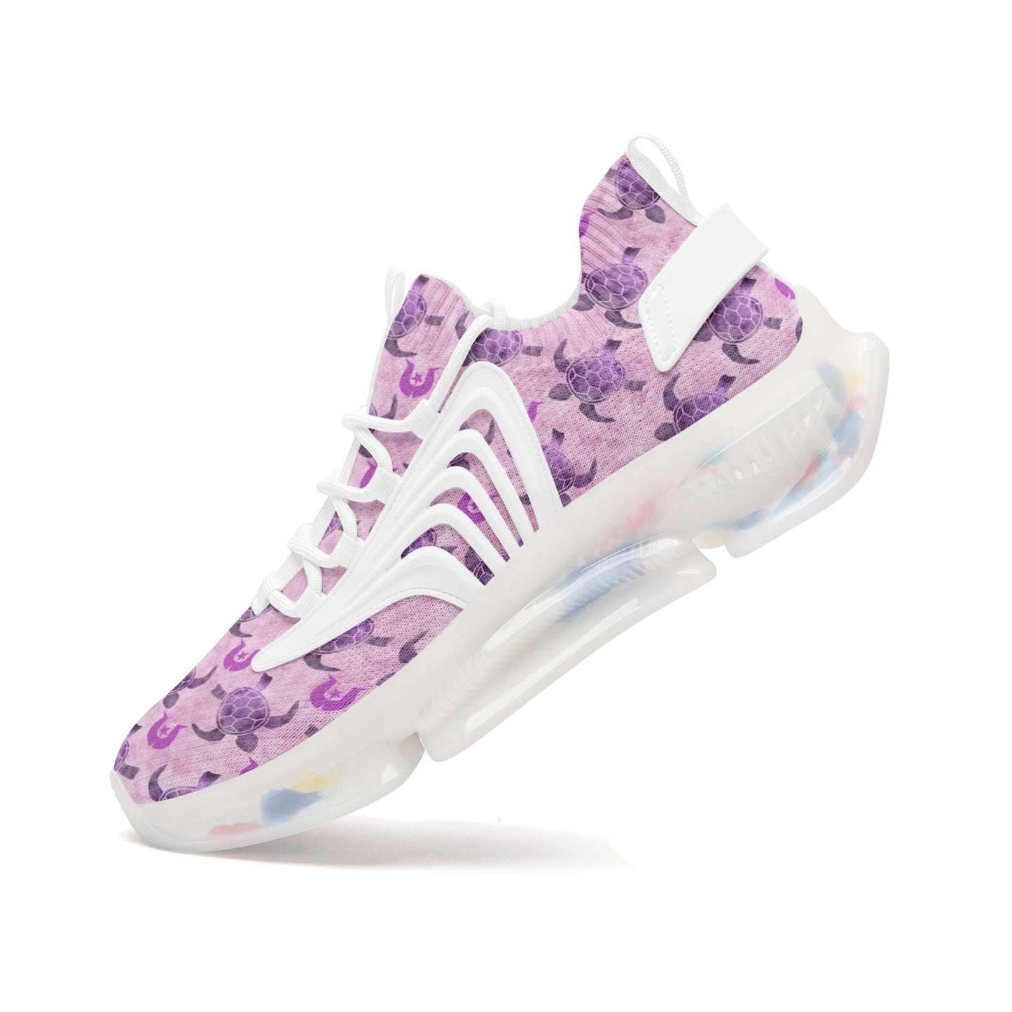 Purple Turtle Pattern on Unisex Low Top Mesh Sneakers