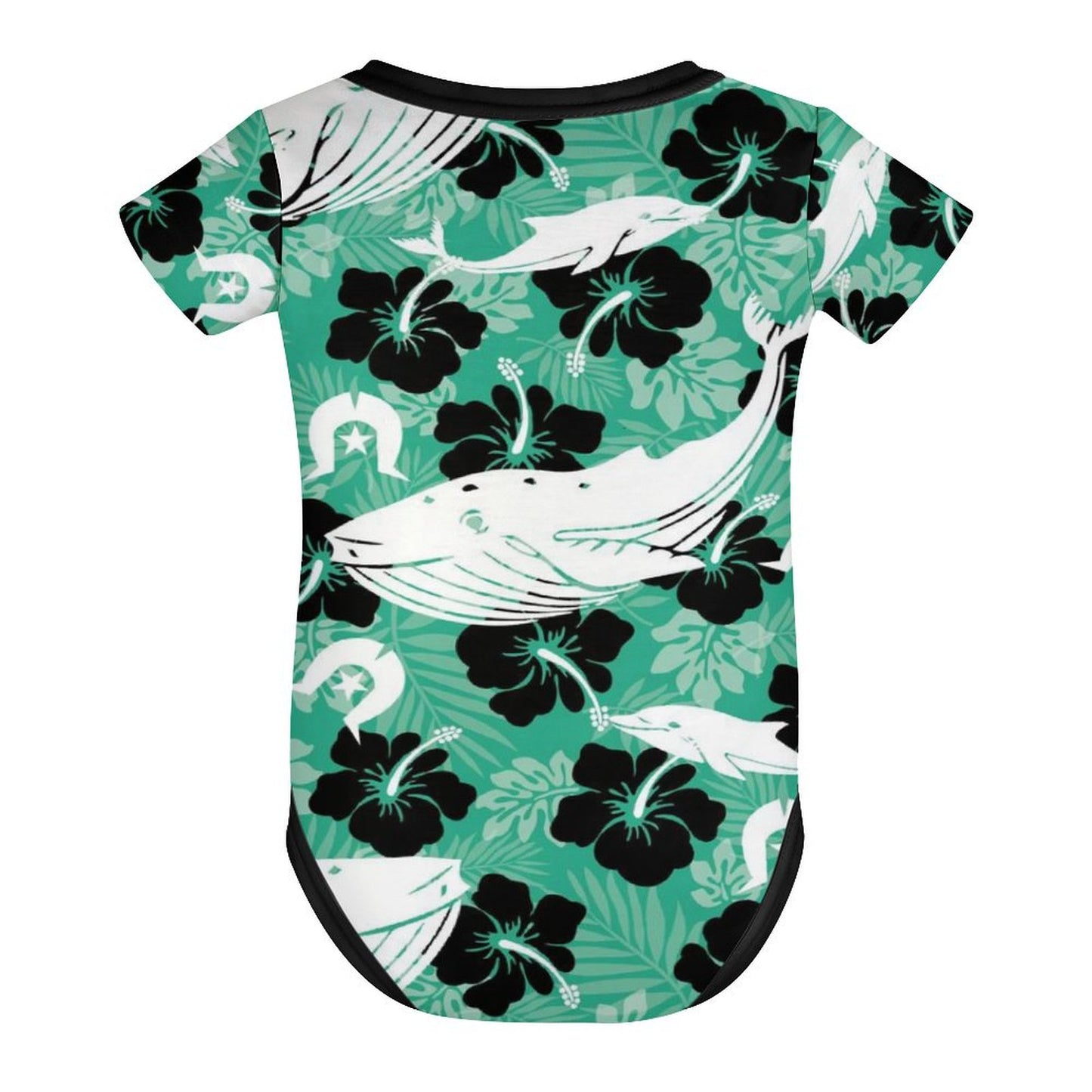 Black Hibiscus with Whale, Dolphin and Dhari on Climbing Suit