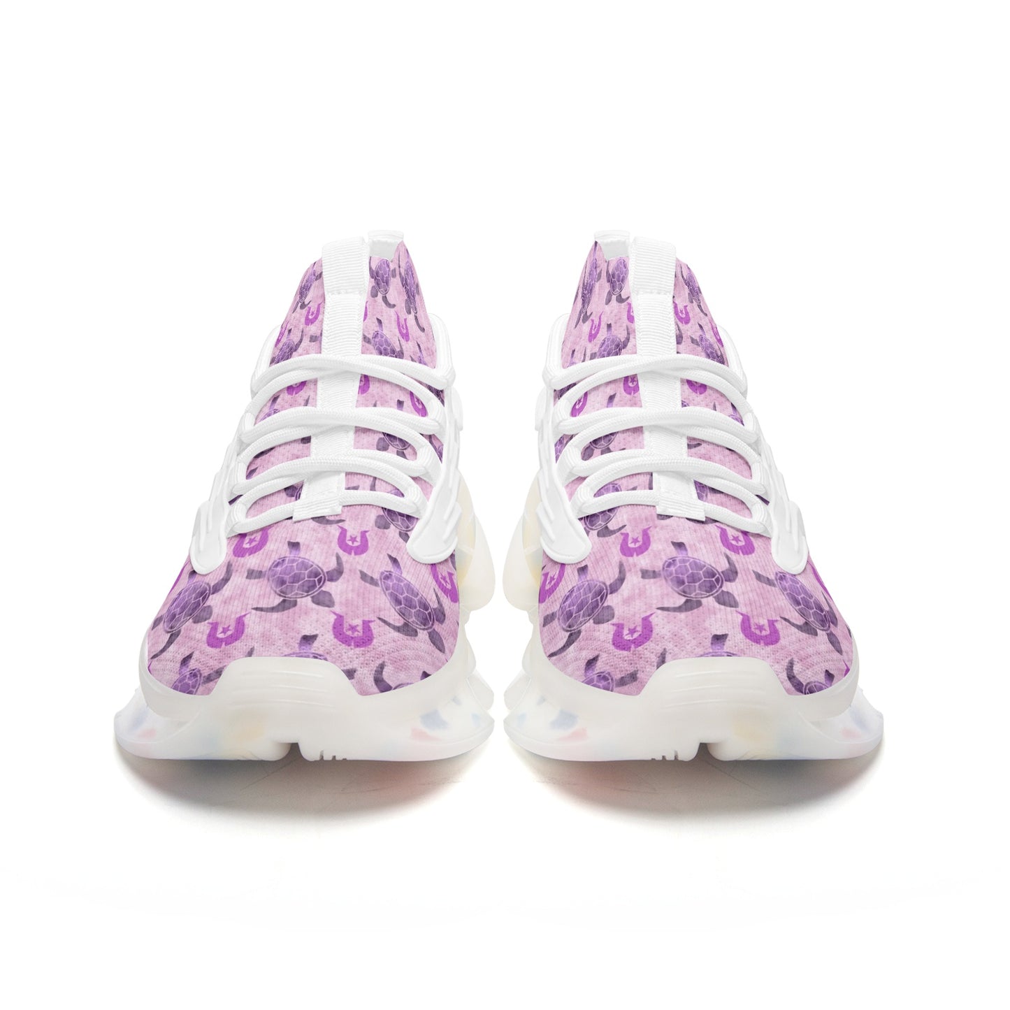 Purple Turtle Pattern on Unisex Low Top Mesh Sneakers