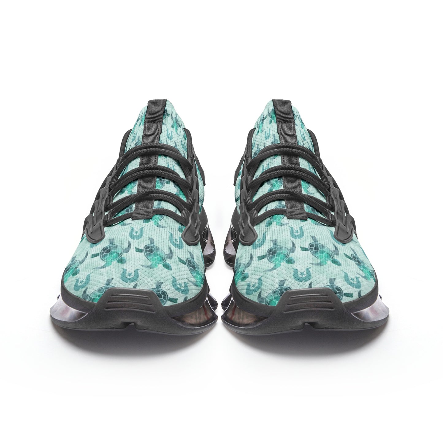 Aqua Turtle Pattern on Unisex Low Top Mesh Sneakers