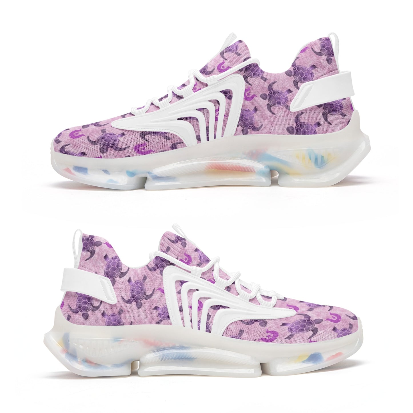 Purple Turtle Pattern on Unisex Low Top Mesh Sneakers
