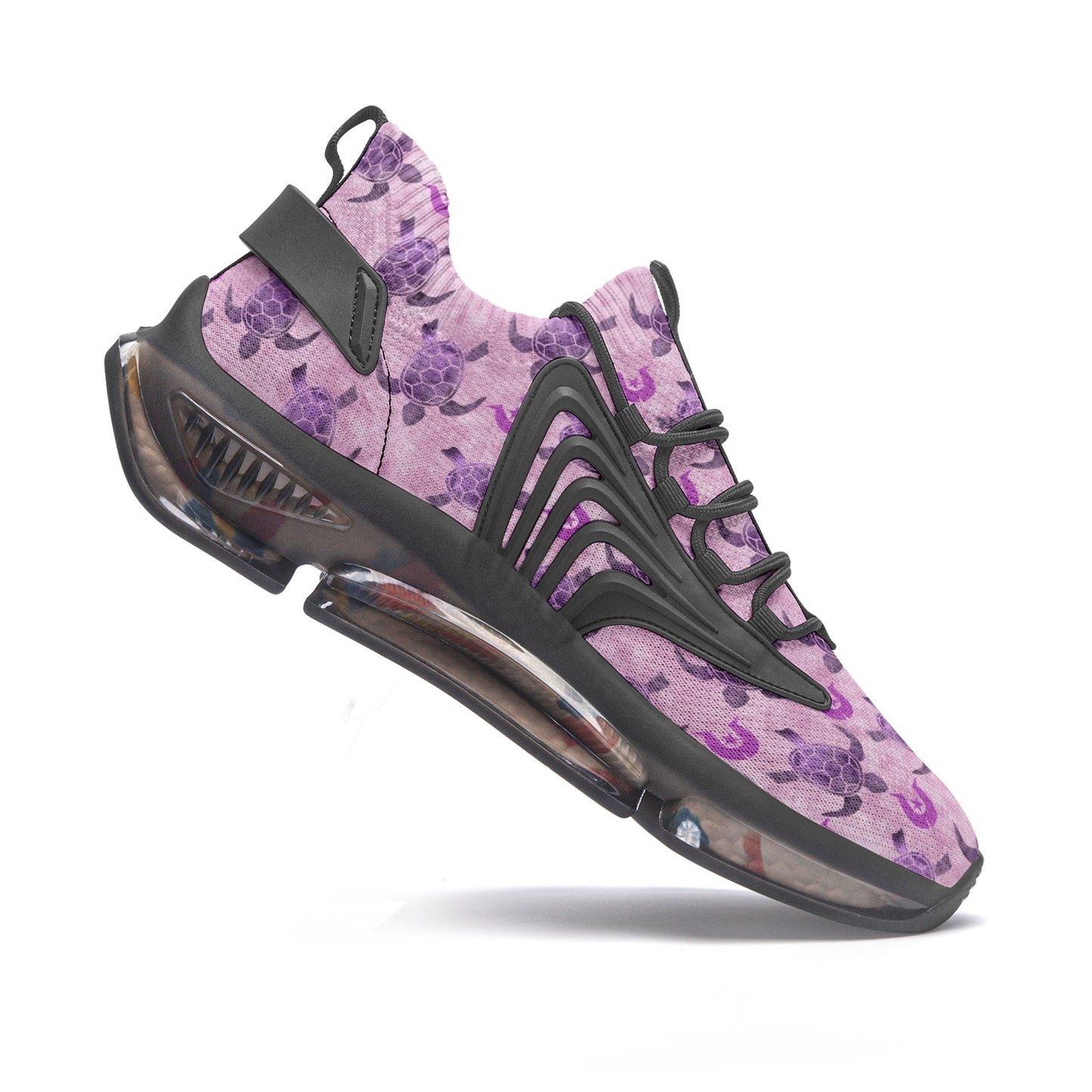 Purple Turtle Pattern on Unisex Low Top Mesh Sneakers