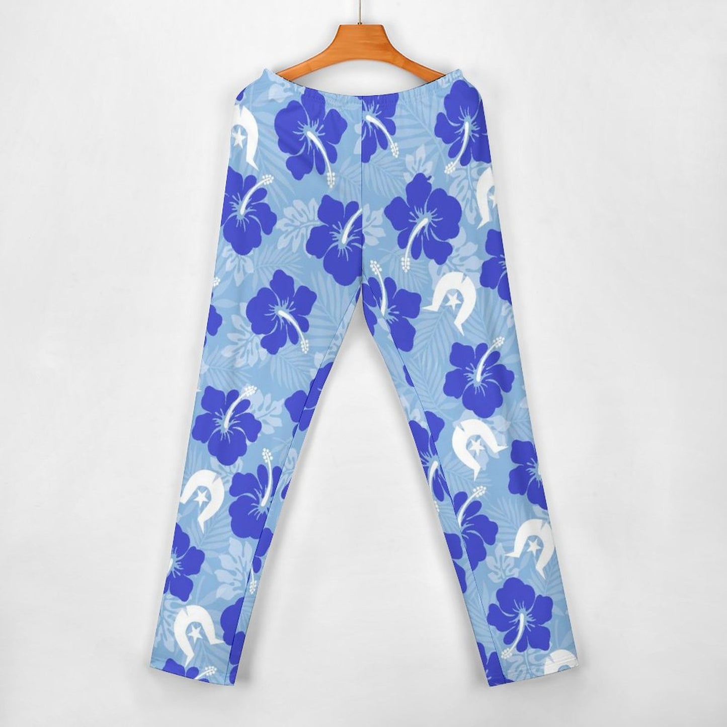 Hibiscus flowers with White Dhari (Sky blue) on Diagonal Shoulder Two Piece Set
