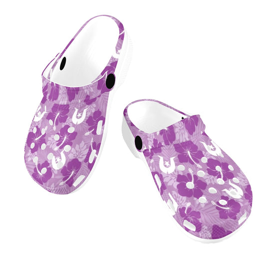 Hibiscus flowers with Dhari (Royal purple) on Kids Clogs