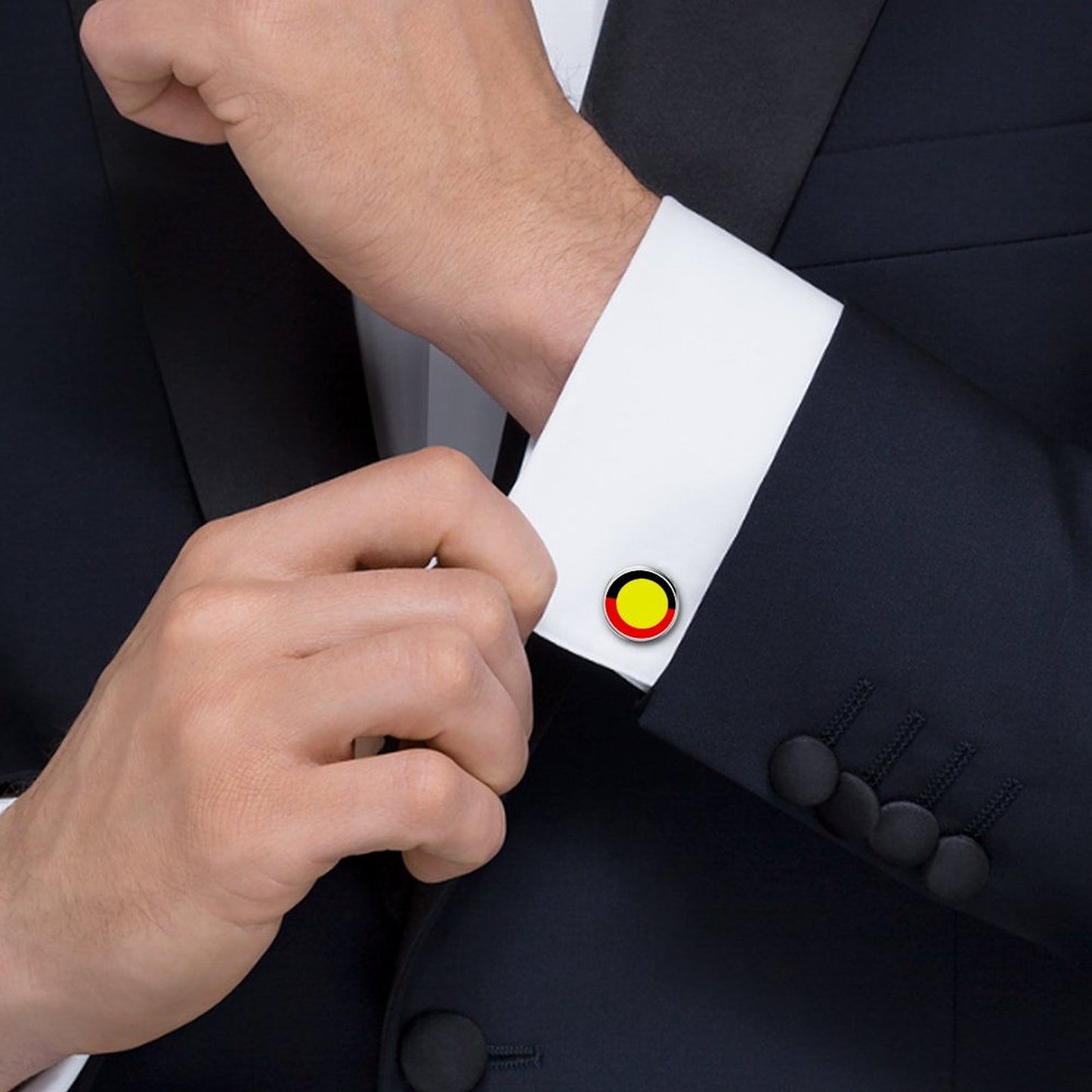 Aboriginal Flag on Shirt Cufflinks
