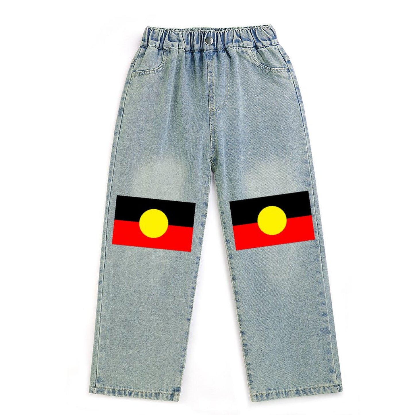 Aboriginal flag on Children's Cropped Jeans