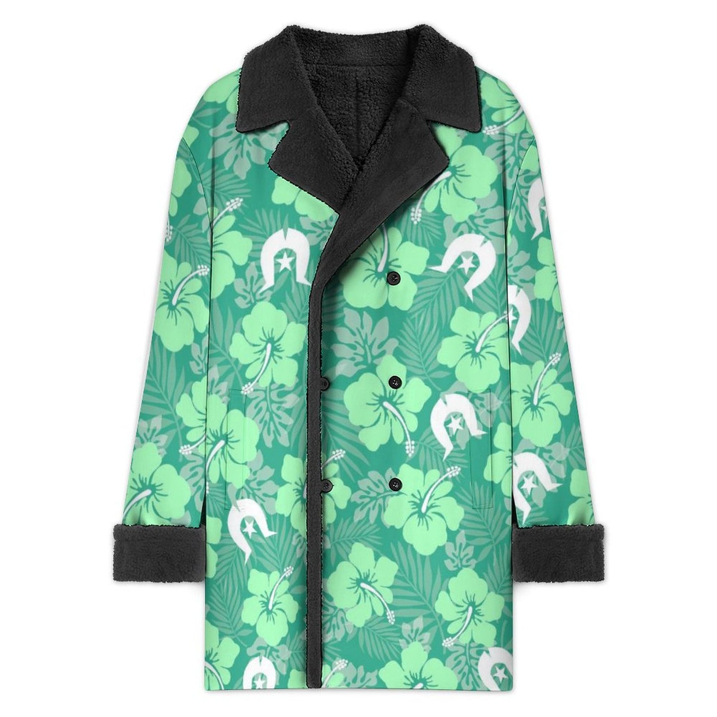 Hibiscus flowers with Dhari (Royal mint) on Men's Double Breasted Coat