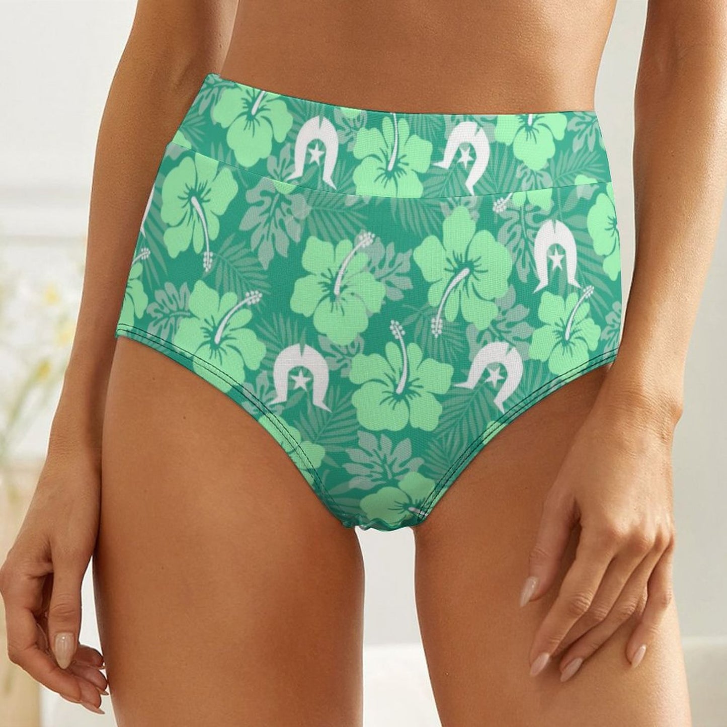 Hibiscus flowers with Dhari (Royal mint) on Women's High-Rise Panties