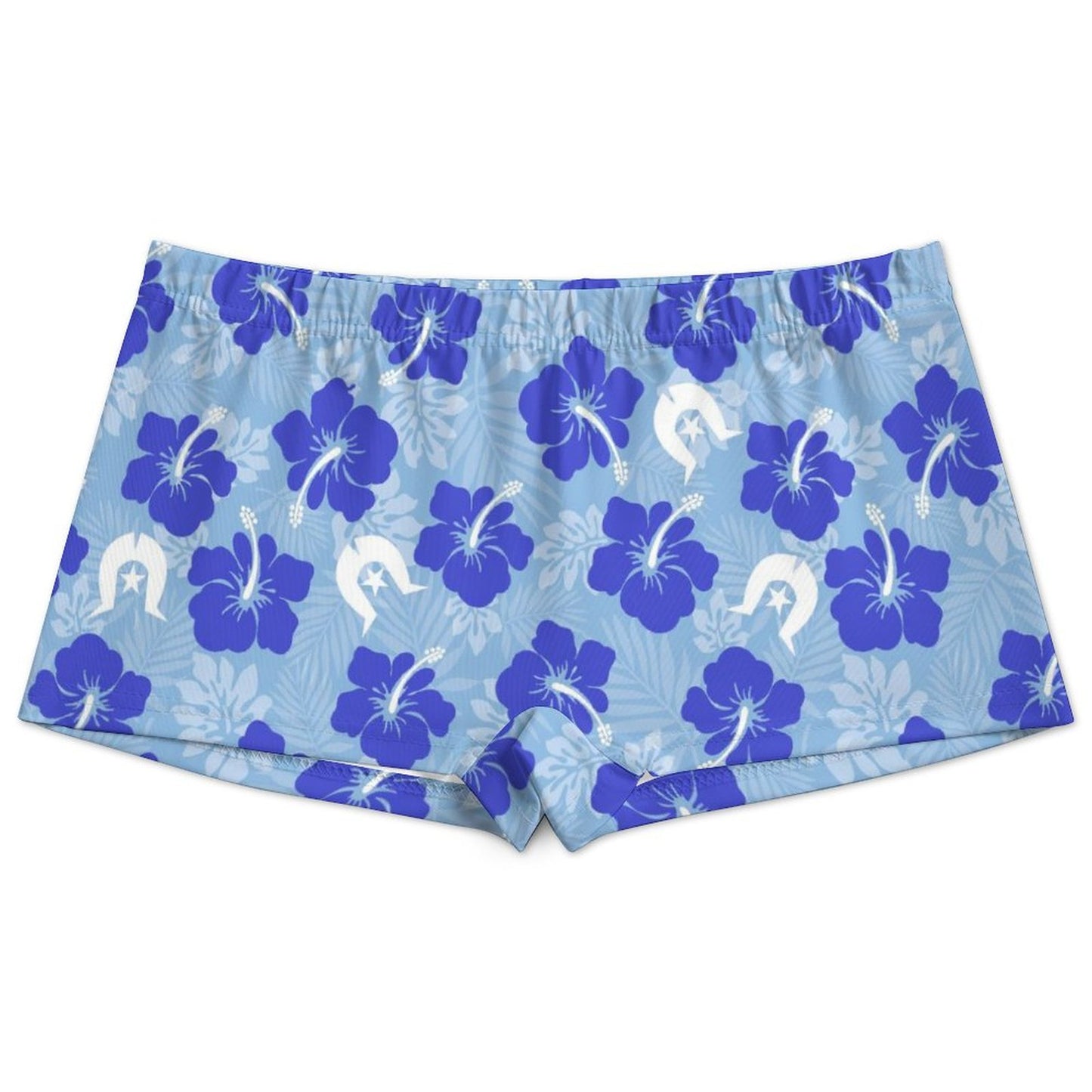 Hibiscus flowers with White Dhari (Sky blue) on 180gsm Women's Boxer Briefs