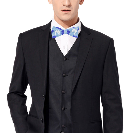 Hibiscus flowers with White Dhari (Sky blue) on Men's Bowtie