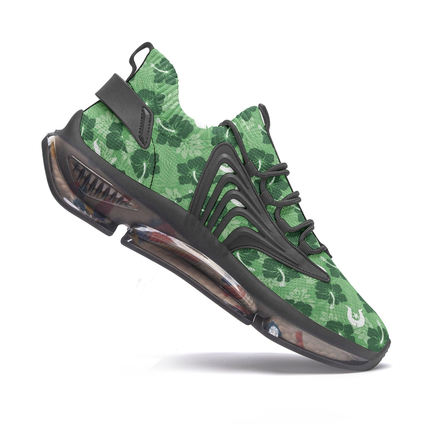 Hibiscus flowers with Dhari (Sea Grass Green) on Unisex Low Top Mesh Sneakers