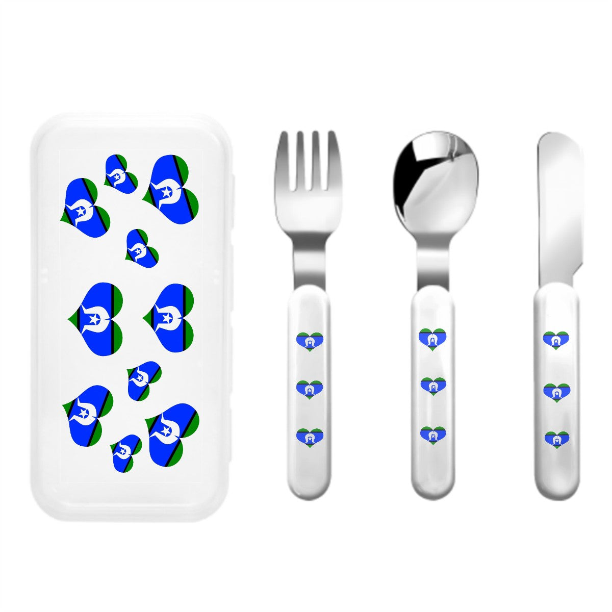 Heart-shaped Torres Strait Flag on Kids Cutlery Set Straight Handle