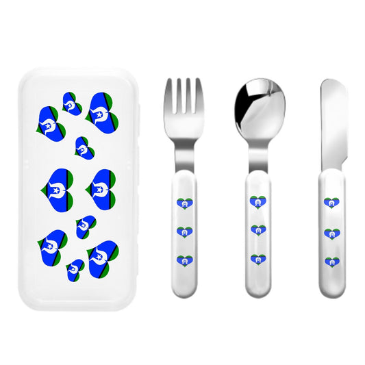 Heart-shaped Torres Strait Flag on Kids Cutlery Set Straight Handle