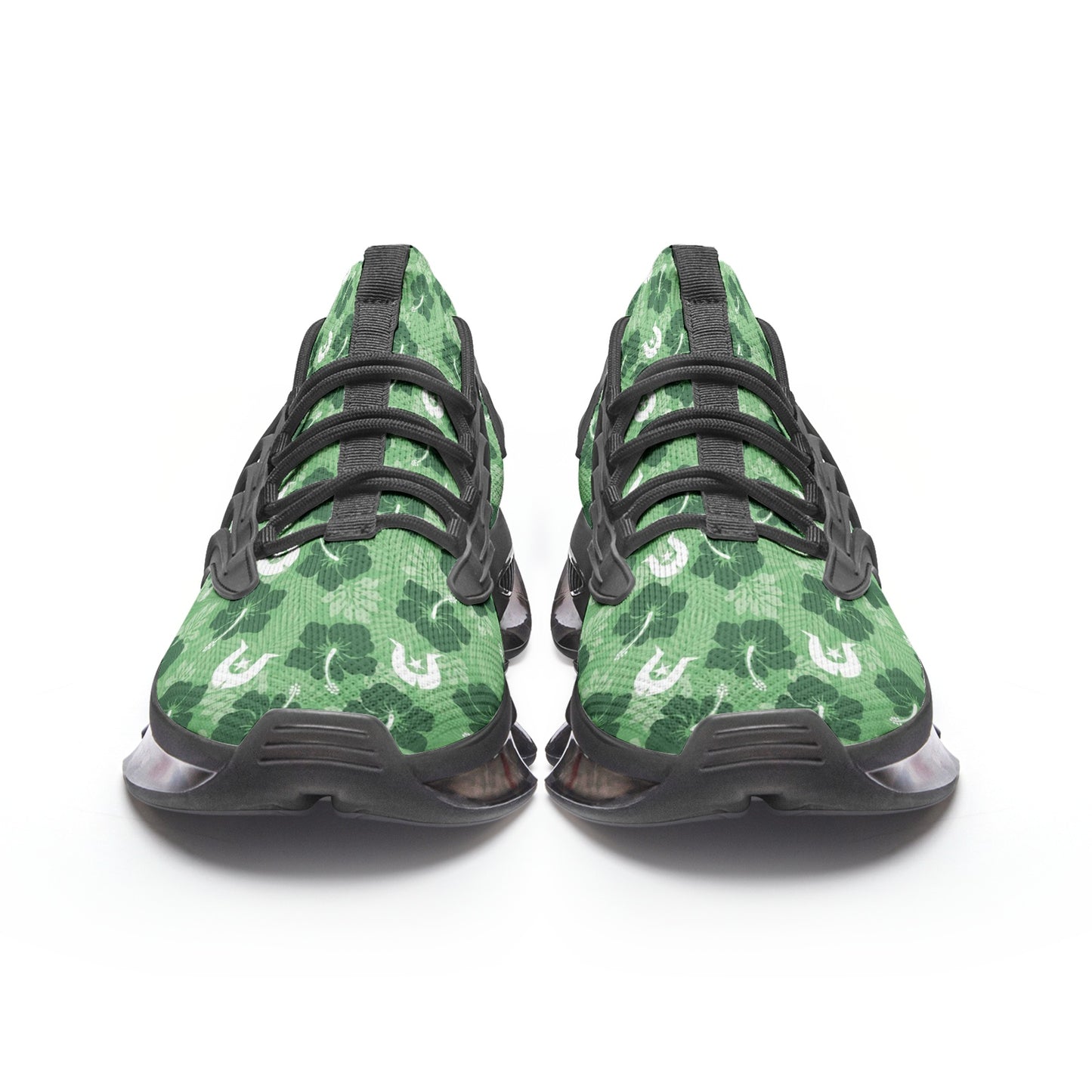 Hibiscus flowers with Dhari (Sea Grass Green) on Unisex Low Top Mesh Sneakers